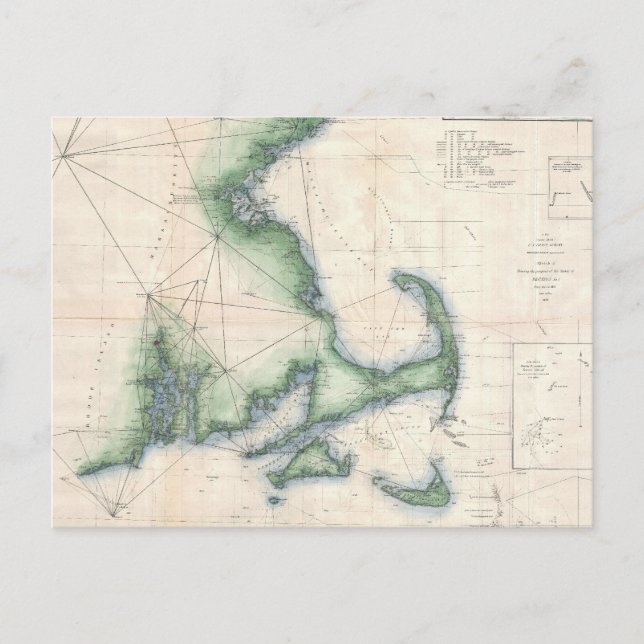 Vintage Karte der Küste von Massachusetts (Vorderseite)