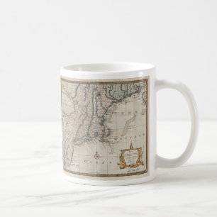 Vintage-Karte der Küste von Neuengland (1747) Kaffeetasse