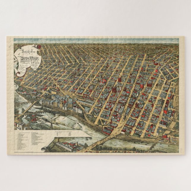 Vintage Karte der Minneapolis MN (1891) (Horizontal)