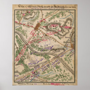 Vintage Karte der Schlacht von Chantilly (1865) Poster
