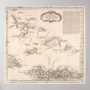 Vintage Karte der Türken und Kaikos (1782) Poster