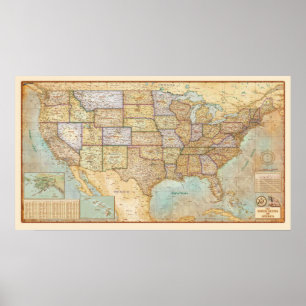 Vintage Karte der USA Poster