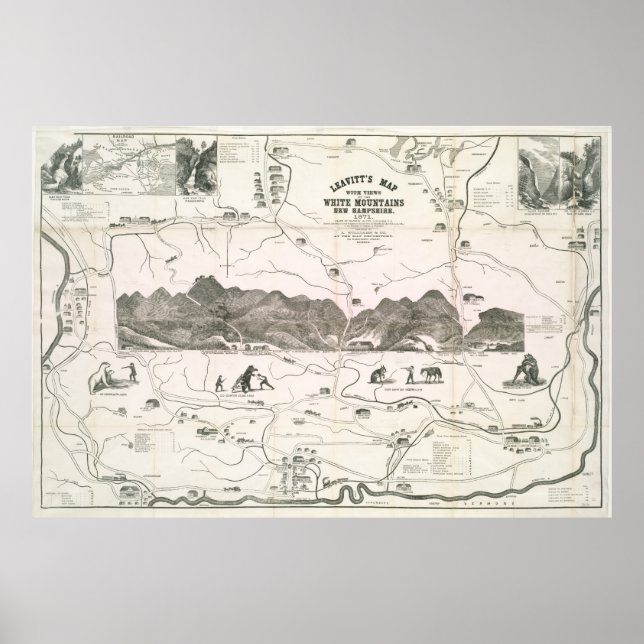 Vintage Karte der Weißen Berge (1871) Poster (Vorne)