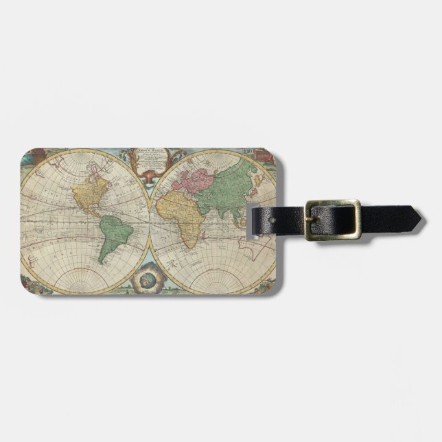 Vintage Karte der Welt (1744) Gepäckanhänger (Vorderseite horizontal)