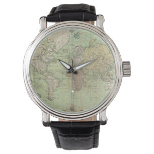 Vintage Karte der Welt (1778) Armbanduhr
