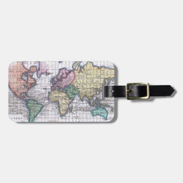 Vintage Karte der Welt (1780) Gepäckanhänger (Vorderseite horizontal)