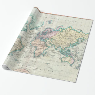 Vintage Karte der Welt (1801) Geschenkpapier