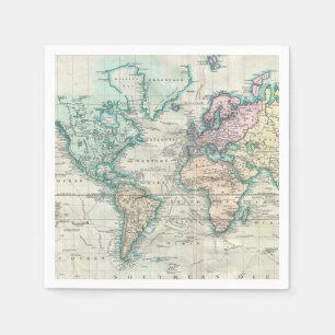 Vintage Karte der Welt (1801) Serviette