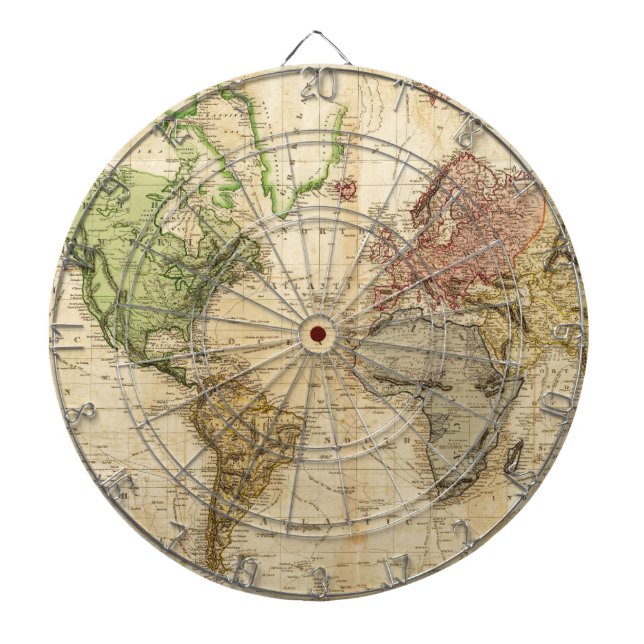 Vintage Karte der Welt (1831) Dartscheibe (vorne)