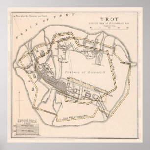 Vintage Karte des antiken Troys (1874) Poster
