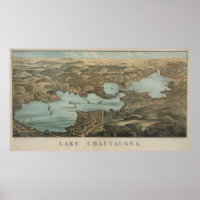 Vintage Karte des Chautauqua-Sees (1885)