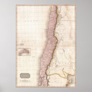 Vintage Karte des Chilen (1818) Poster