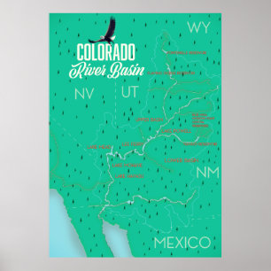 Vintage Karte des Colorado River Basin Poster