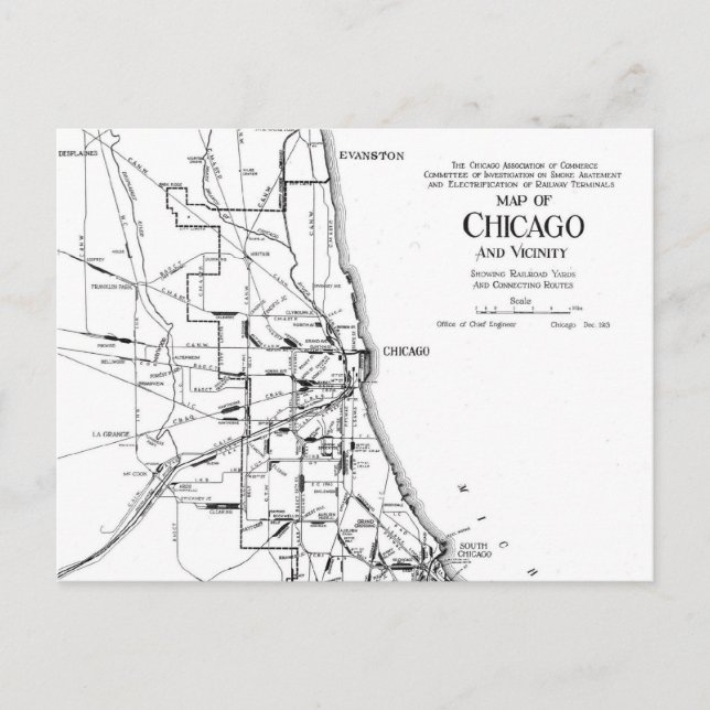 Vintage Karte des Eisenbahnnetzes von Chicago (191 (Vorderseite)