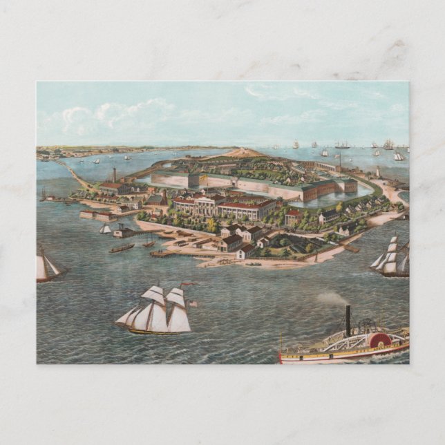 Vintage Karte des Fort Monroe Virginia (Vorderseite)