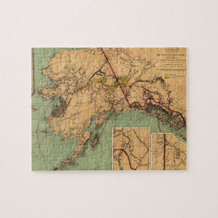 Vintage Karte des Goldes und der Kohle in Alaska