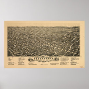 Vintage Karte des Greensboro NC (1891) Poster