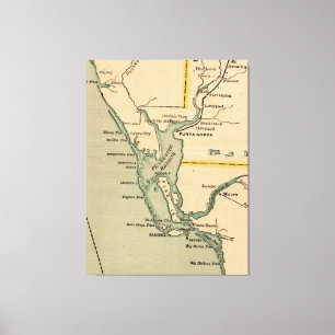 Vintage Karte des Hafens Charlotte Florida (1896) Leinwanddruck