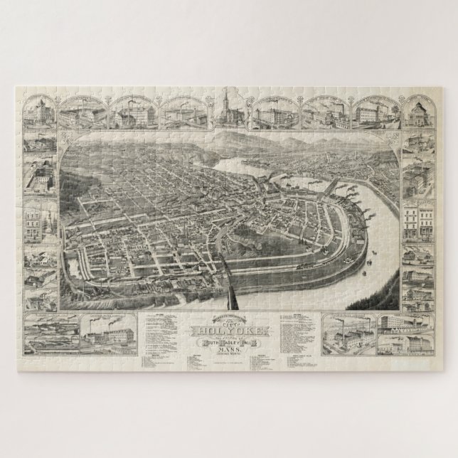 Vintage Karte des Holyoke MA (1881) (Horizontal)