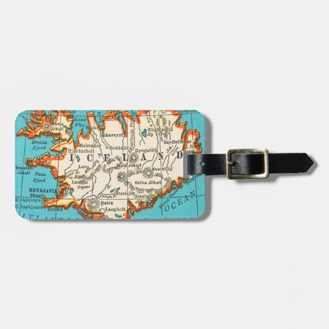 Vintage Karte des ISLAND-Gepäck-Umbaus Gepäckanhänger (Vorderseite horizontal)