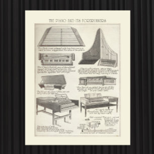 Vintage-Karte des Klaviers Poster