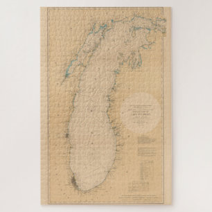 Vintage Karte des Lake Michigan (1898)