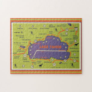 Vintage-Karte des Lake Tahoe