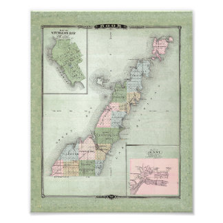 Vintage Karte des Landkreises, Wisconsin - Histori Fotodruck