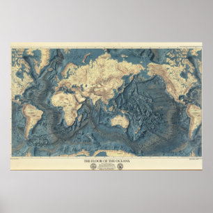 Vintage-Karte des Meeresbodens Poster