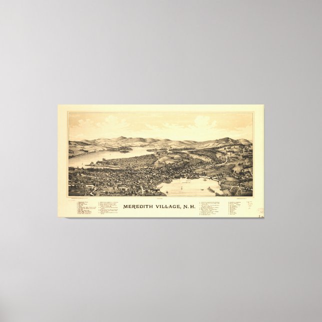 Vintage Karte des Meredith NH (1899) Leinwanddruck (Vorderseite)