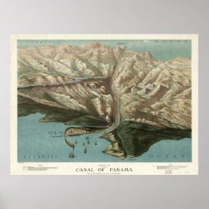 Vintage Karte des Panamakanals (1881) Poster
