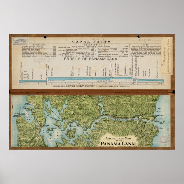 Vintage Karte des Panamakanals (1911) Poster (Vorne)