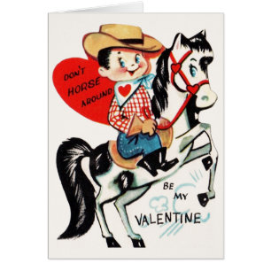 Vintage Karte des Pferde-und Cowboyvalentines