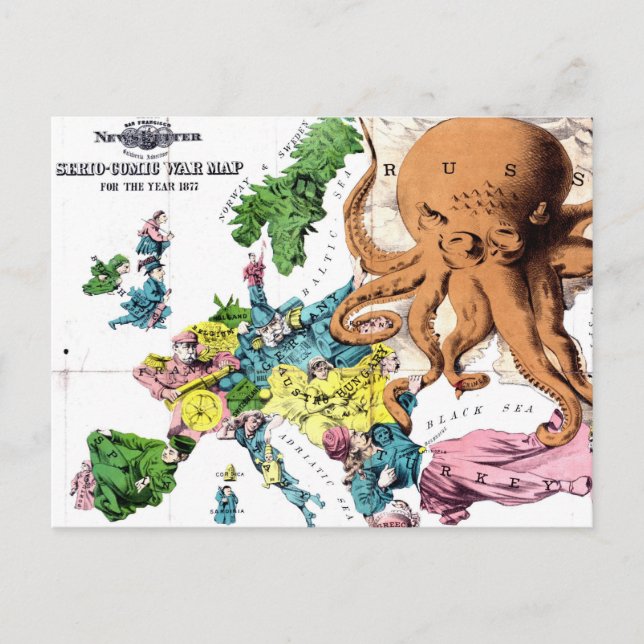 Vintage Karte des politischen Cartoon Europas (187 (Vorderseite)
