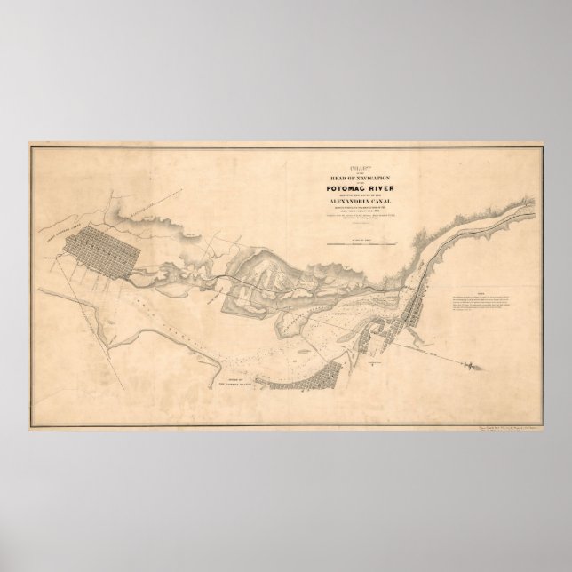 Vintage Karte des Potomac River (1838) Poster (Vorne)