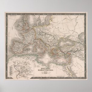 Vintage Karte des Römischen Reiches (1836) Poster