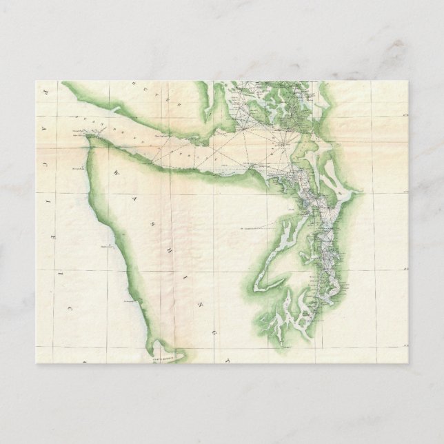 Vintage Karte des Staat Coastal Washington (1857) (Vorderseite)