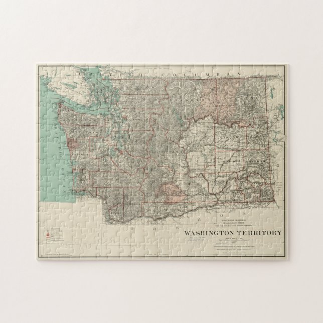 Vintage Karte des Staat Washington (1887) (Horizontal)