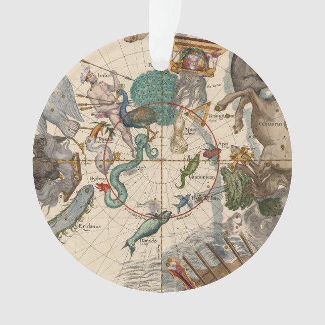 Vintage Karte des Südpols Ornament (Vorderseite)