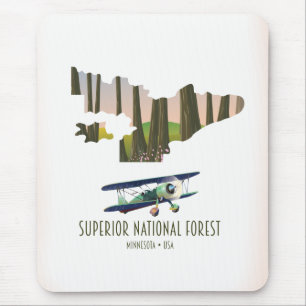Vintage Karte des überragenden Nationalwaldes Minn Mousepad