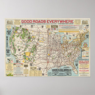 Vintage Karte des US-Autobahnsystemplakats Poster