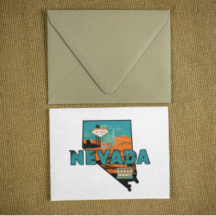 Vintage-Karte des US-Bundesstaates Nevada, USA-Rei Postkarte