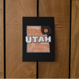Vintage-Karte des US-Bundesstaates Utah Retro-USA- Postkarte