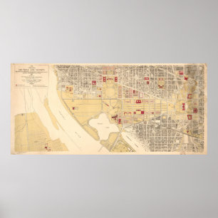 Vintage Karte des Washingtons D.C. Mall (1917) Poster
