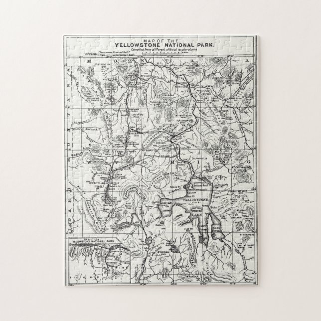 Vintage Karte des Yellowstone-Nationalparks (Vertikal)
