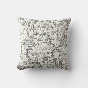 Vintage Karte des Yellowstone-Nationalparks Kissen
