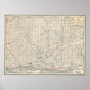 Vintage Karte Detroits (1895) Poster