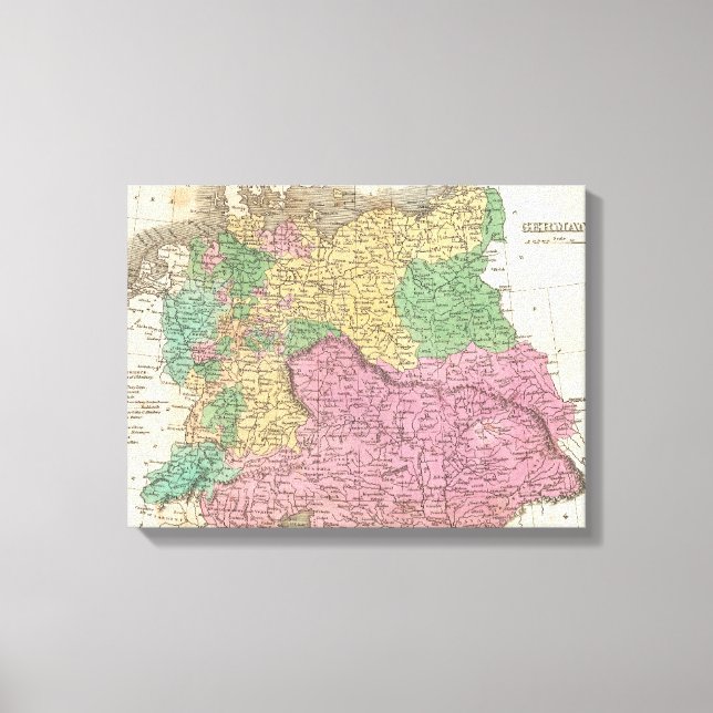 Vintage Karte Deutschlands (1827) Leinwanddruck (Vorderseite)