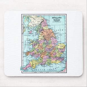 Vintage Karte - England u. Wales Mousepad