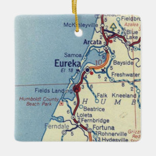 Vintage Karte Eureka CA Keramikornament